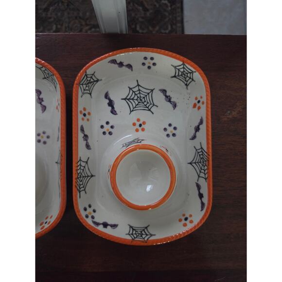 (3) Temp-tations Halloween Dip Plates 6.75" Stoneware Seasonal by Tara - Picture 4 of 7